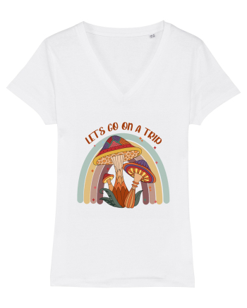 Let's Go On A Trip Hippy Mushroom White