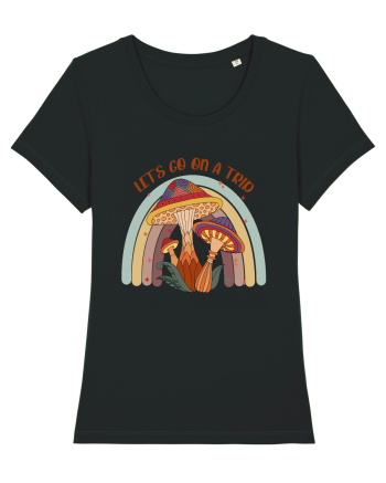 Let's Go On A Trip Hippy Mushroom Black