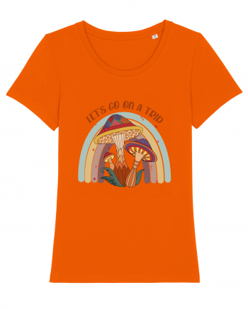 Let's Go On A Trip Hippy Mushroom Bright Orange