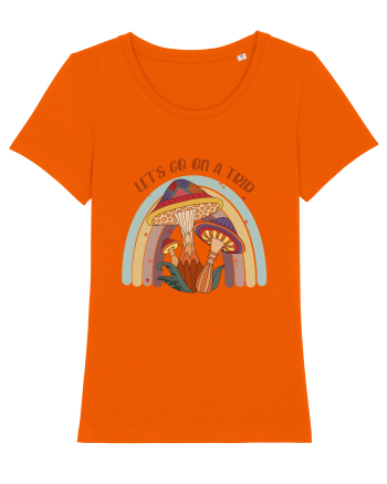 Let's Go On A Trip Hippy Mushroom Bright Orange