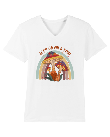 Let's Go On A Trip Hippy Mushroom White