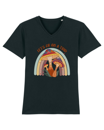 Let's Go On A Trip Hippy Mushroom Black
