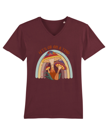 Let's Go On A Trip Hippy Mushroom Burgundy