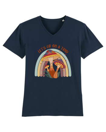 Let's Go On A Trip Hippy Mushroom French Navy