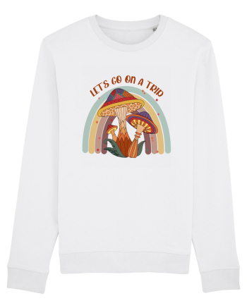 Let's Go On A Trip Hippy Mushroom White
