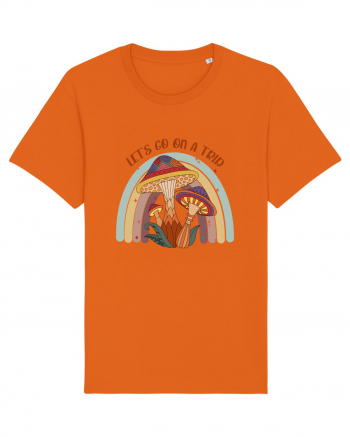 Let's Go On A Trip Hippy Mushroom Bright Orange