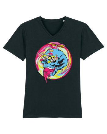Magic Mushroom Psychedelic Trippy Skull Black