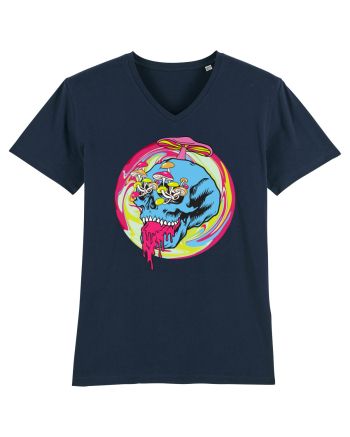 Magic Mushroom Psychedelic Trippy Skull French Navy