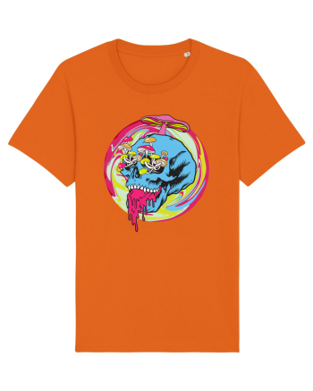 Magic Mushroom Psychedelic Trippy Skull Bright Orange