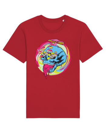Magic Mushroom Psychedelic Trippy Skull Red