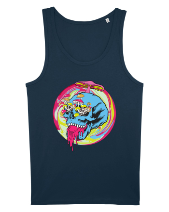 Magic Mushroom Psychedelic Trippy Skull Navy
