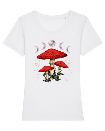 Moon Phase Psychedelic Mushroom White