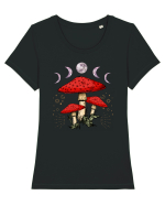Moon Phase Psychedelic Mushroom Tricou mânecă scurtă guler larg fitted Damă Expresser