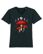 Moon Phase Psychedelic Mushroom Tricou mânecă scurtă guler V Bărbat Presenter