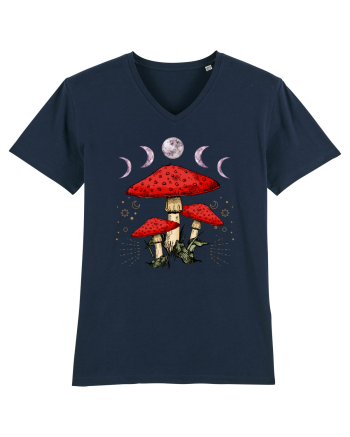 Moon Phase Psychedelic Mushroom French Navy
