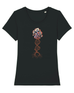 Mushroom DNA Mycology Shroom Trippy Tricou mânecă scurtă guler larg fitted Damă Expresser
