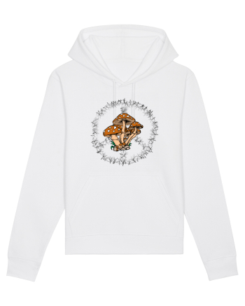 Mushroom Hippie Sign White