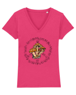 Mushroom Hippie Sign Tricou mânecă scurtă guler V Damă Evoker