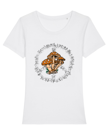 Mushroom Hippie Sign White