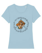 Mushroom Hippie Sign Tricou mânecă scurtă guler larg fitted Damă Expresser