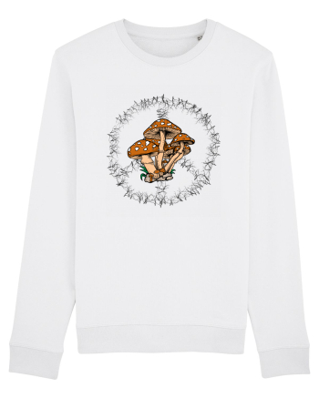 Mushroom Hippie Sign White