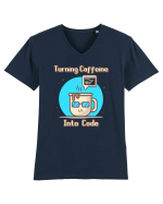 Turning Caffeine into Code Tricou mânecă scurtă guler V Bărbat Presenter