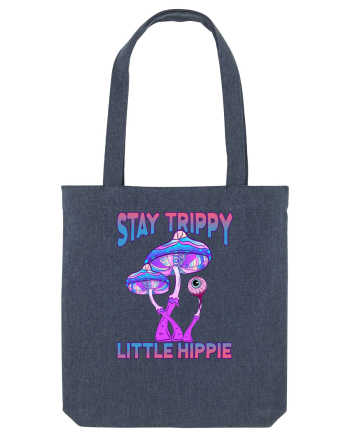Stay Trippy Little Hippie Retro Psychedelic Midnight Blue