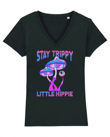 Stay Trippy Little Hippie Retro Psychedelic Black