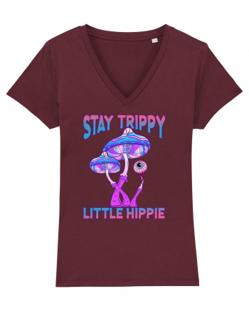 Stay Trippy Little Hippie Retro Psychedelic Burgundy