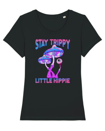 Stay Trippy Little Hippie Retro Psychedelic Black
