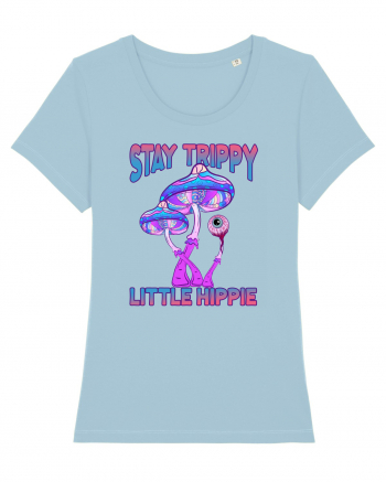 Stay Trippy Little Hippie Retro Psychedelic Sky Blue