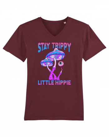 Stay Trippy Little Hippie Retro Psychedelic Burgundy