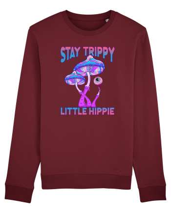 Stay Trippy Little Hippie Retro Psychedelic Burgundy