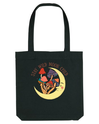 Stay Wild Moon Child Mushroom Moon Black