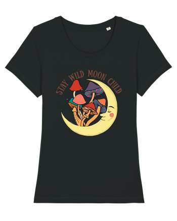 Stay Wild Moon Child Mushroom Moon Black