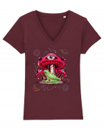  Frog Mushroom Galaxy Psychedelic Tricou mânecă scurtă guler V Damă Evoker