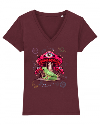  Frog Mushroom Galaxy Psychedelic Burgundy