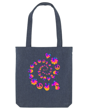 Mushroom Hippie Love Peace Sign Midnight Blue