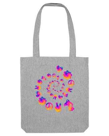 Mushroom Hippie Love Peace Sign Heather Grey