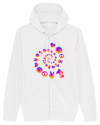 Mushroom Hippie Love Peace Sign White