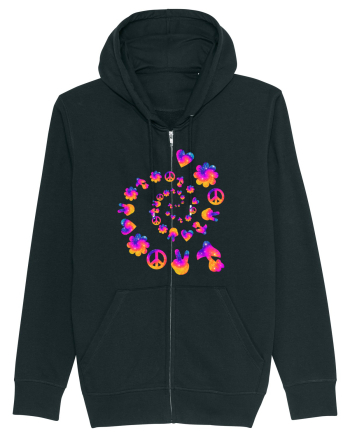 Mushroom Hippie Love Peace Sign Black