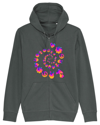 Mushroom Hippie Love Peace Sign Anthracite