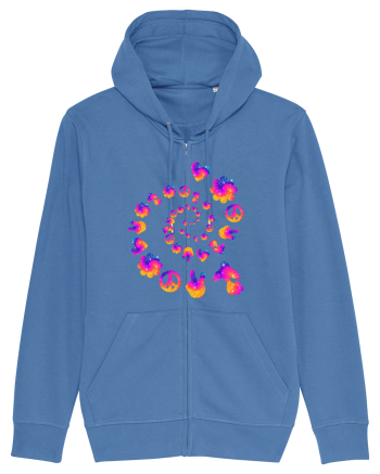 Mushroom Hippie Love Peace Sign Bright Blue