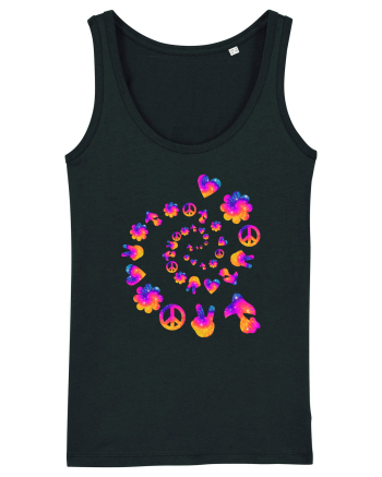 Mushroom Hippie Love Peace Sign Black