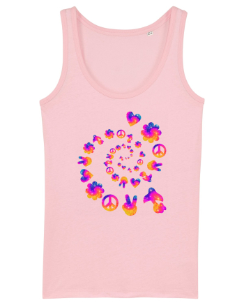 Mushroom Hippie Love Peace Sign Cotton Pink