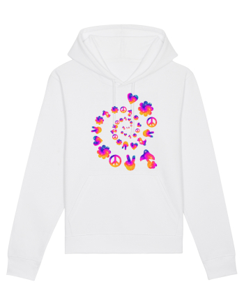Mushroom Hippie Love Peace Sign White
