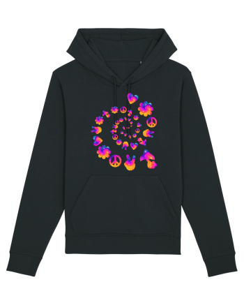Mushroom Hippie Love Peace Sign Black