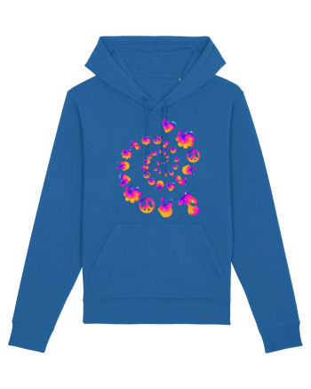 Mushroom Hippie Love Peace Sign Royal Blue