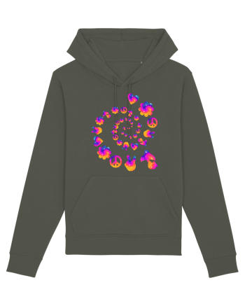 Mushroom Hippie Love Peace Sign Khaki