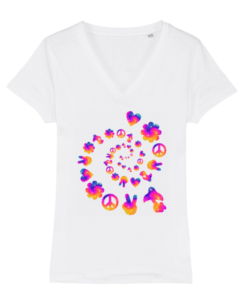 Mushroom Hippie Love Peace Sign White